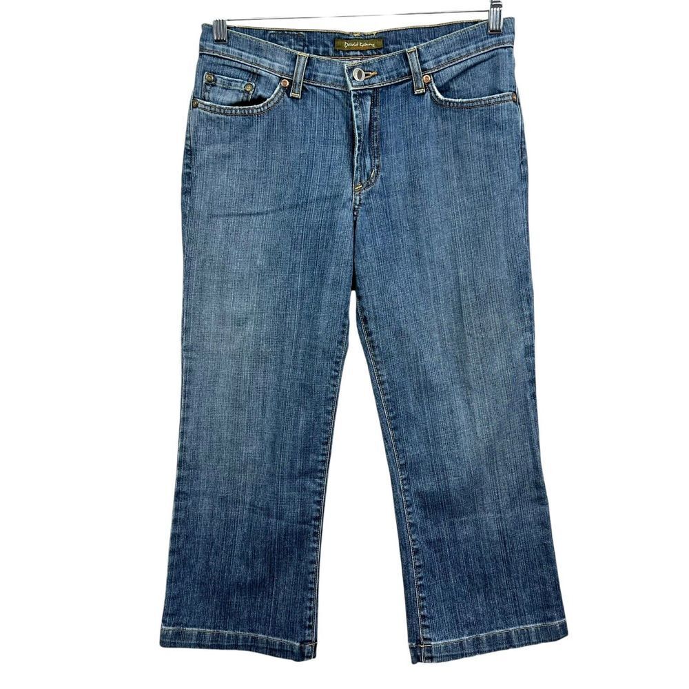 David Kahn Womens Crop Jeans Lauren Straight Leg Frayed Raw Pockets Blue Sz 6*